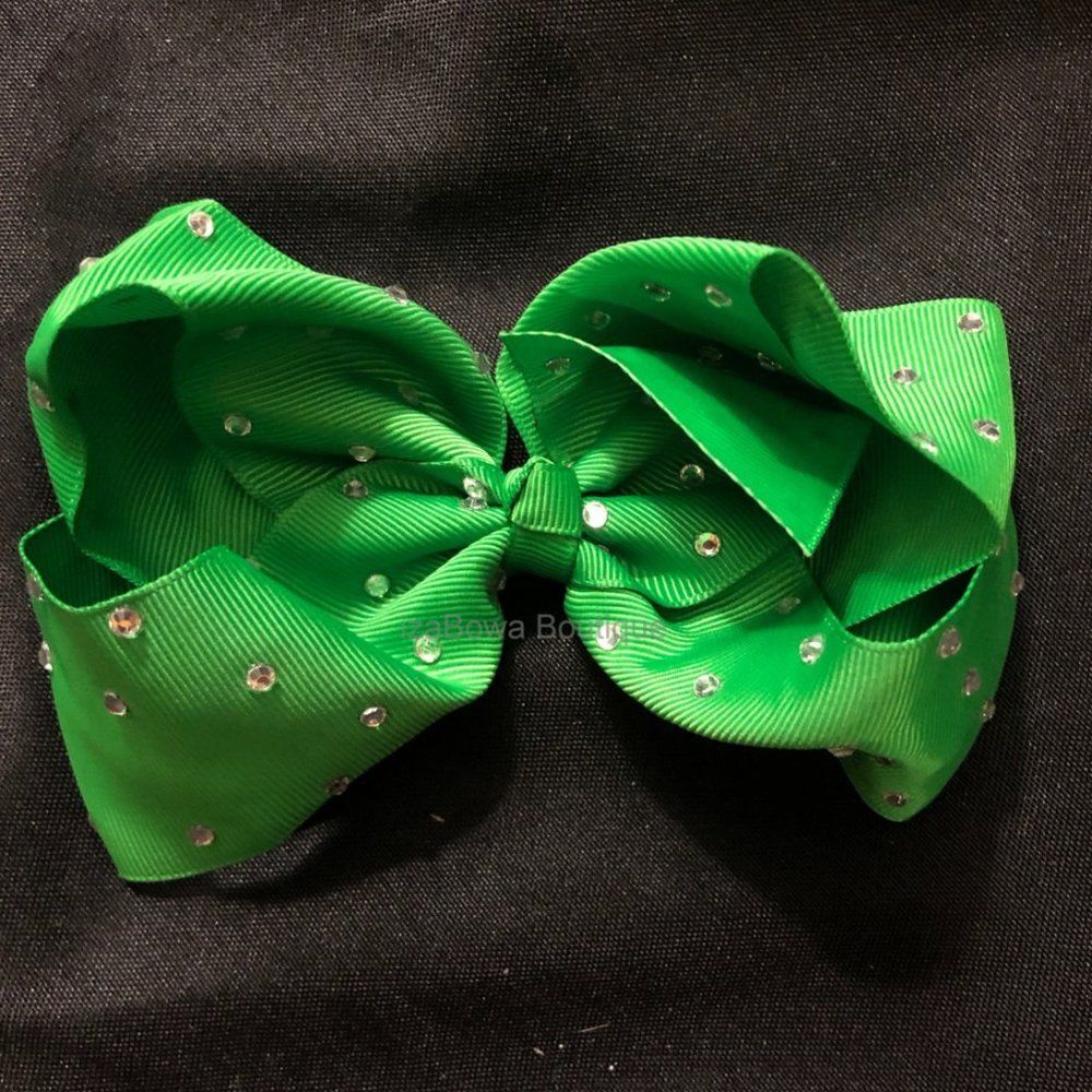 Green 8" Rhinestone Boutique Bow  5B1746  Handmade NWT Boutique